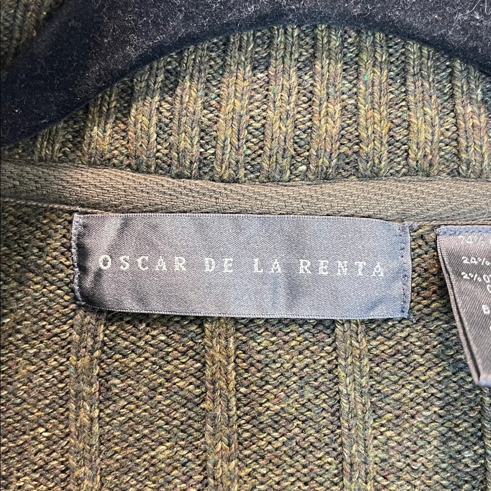 Oscar de la Renta Men's Olive Green Quanter Zip Sweater Size: L - Picture 2 of 11